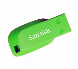 Slika izdelka: USB DISK SANDISK 64GB CRUZER BLADE ZELENA, 2.0, zelen, brez pokrovčka