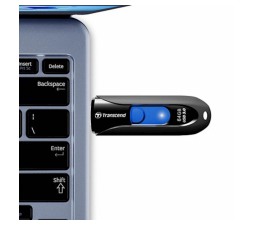 Slika izdelka: USB DISK TRANSCEND 64GB JF 790, 3.1, črn, brez pokrovčka, drsni priključek