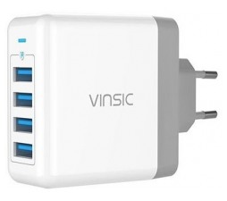 Slika izdelka: VINSIC HIŠNI POLNILEC 220V adapter 4x USB  - črn