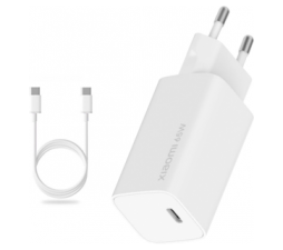 Slika 2 izdelka: Xiaomi adapter BHR5515GL hišni polnilec 220V Quick Charge GunFast 65W vhod 2x Type C in USB A s kablom Type C - Original (EU Blister) bel